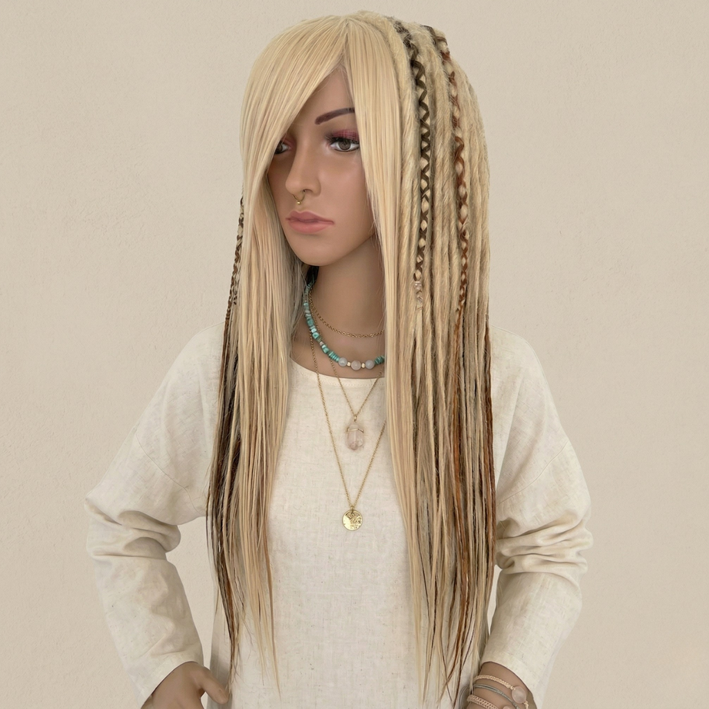 Blonde & Ginger Dreadlocks Wig with Bangs