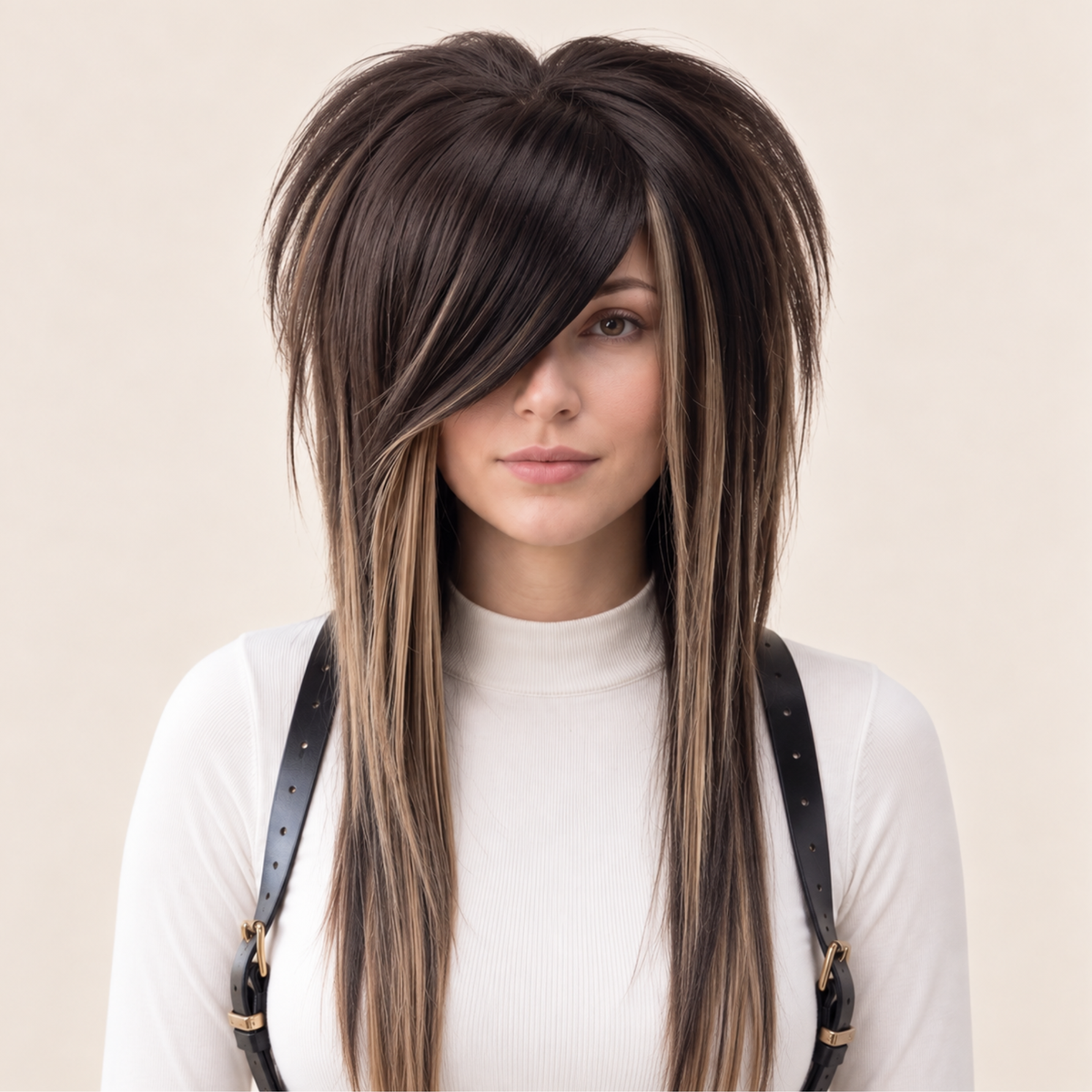 Dark & Light Brown Scene Wig with Side Fringe